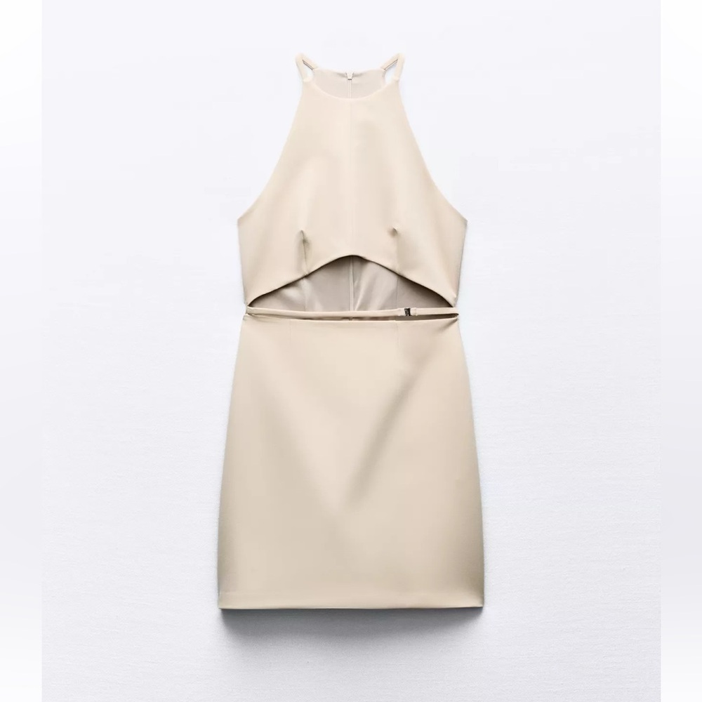 Zara Cream Halter Mini Dress